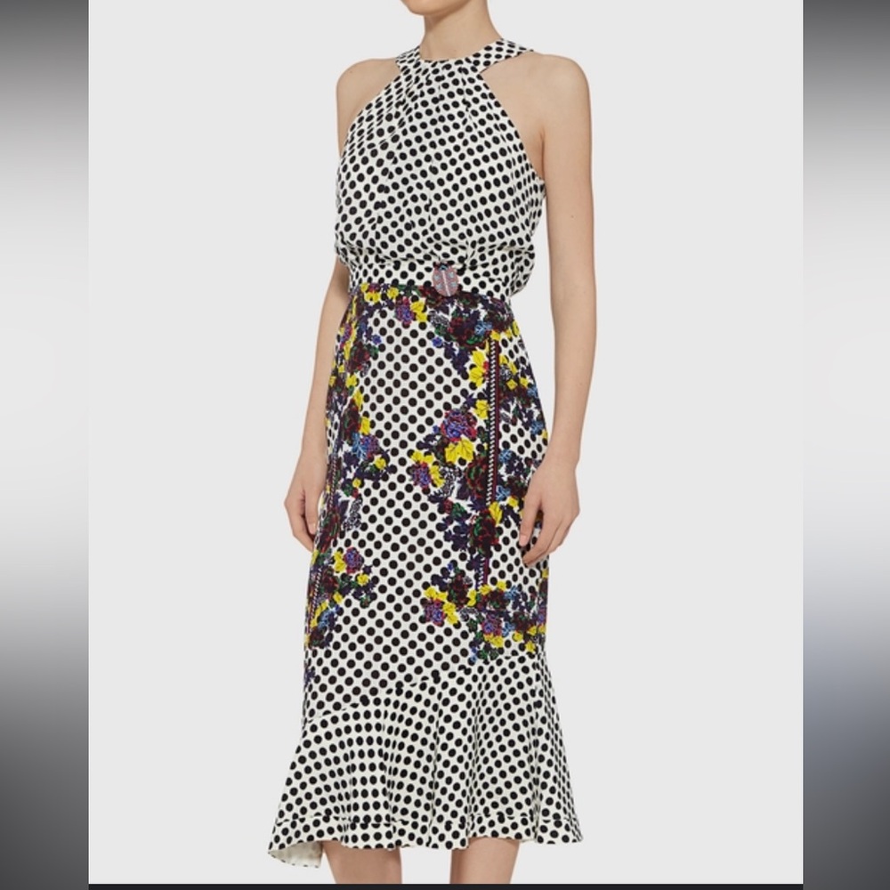 SALONI
Ruby Polka-Dot Embellished Silk Midi Dress